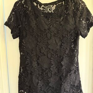NWOT White House Black Market Black Lace Blouse with Cami